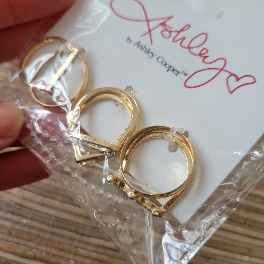Ashley Cooper Gold Love Tone Ring Set New - Picture 4 of 6